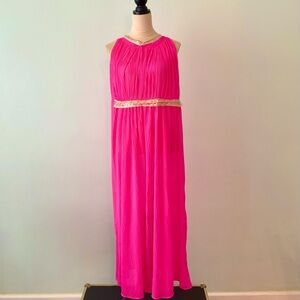 Vintage GM C Union Made Elegant Vibrant Pink Sleeveless Sheer Nightie Sz M